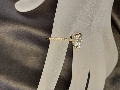 6 CT Moissanite Engagement Ring in Hidden Halo, 14*9mm Elongated Crushed Ice Oval Cut Ring, Modern Oval Diamond Ring, 14k Solid Yellow Gold
