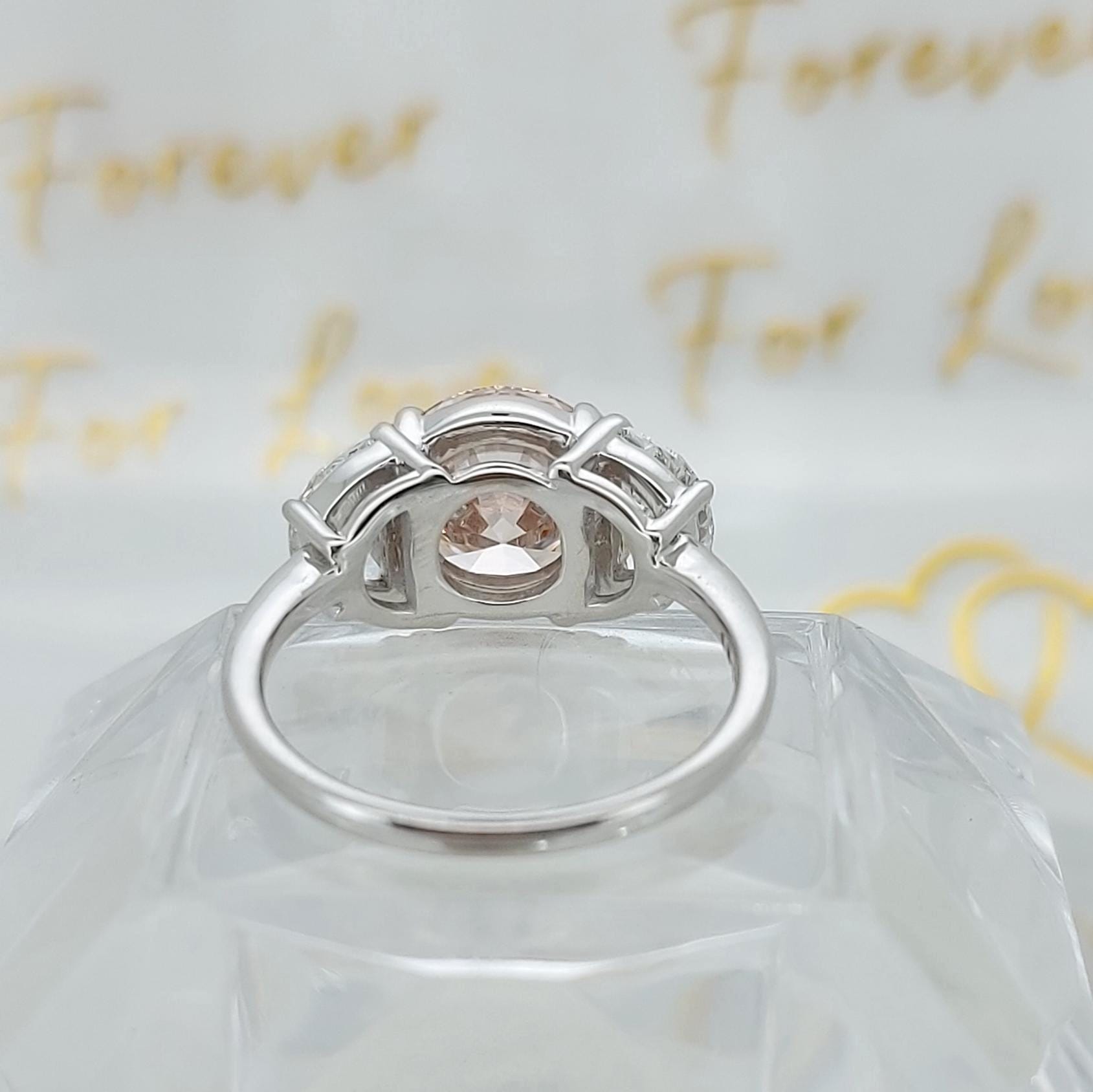 4 Ct IGI Certified Round Lab Diamond Three Stone Engagement Ring