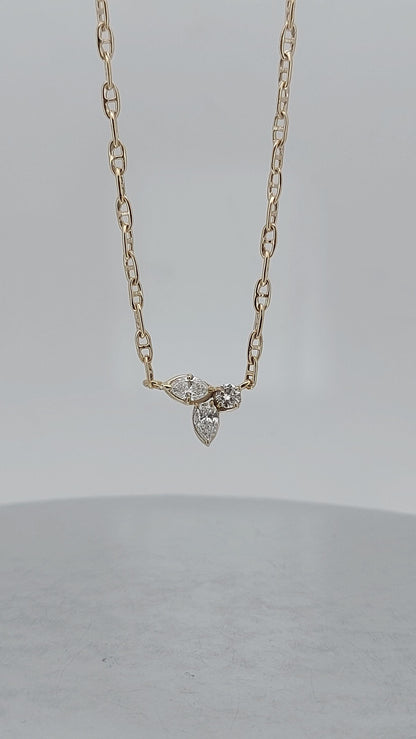 Collier en diamant de laboratoire certifié IGI, 0,5 carat E, VVS2, en or massif avec diamants poire, marquise et ronds, cadeau spécial pour elle.