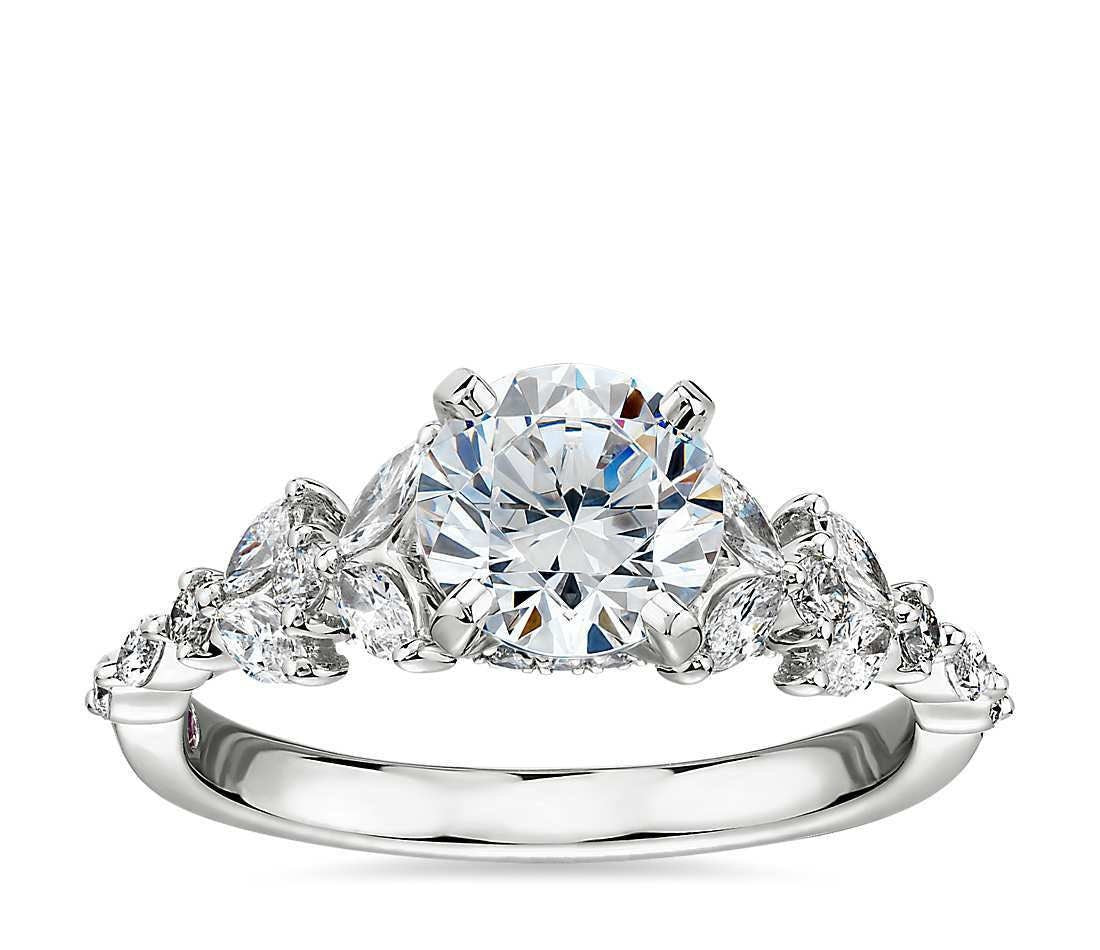 1 Ct Marquise Natural Diamond Engagement Ring Marquise cut 1Ct Moissanite Brilliant Cut engagement ring in 935 Argentium Silver — custom handcrafted by Forever For Love