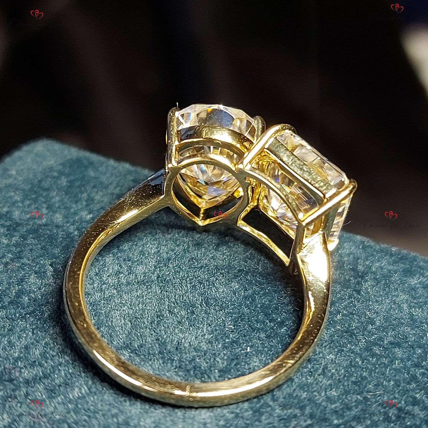 Radiant Moissanite Solitaire Engagement Ring Radiant cut Moissanite engagement ring in Gold or Platinum — custom handcrafted by Forever For Love