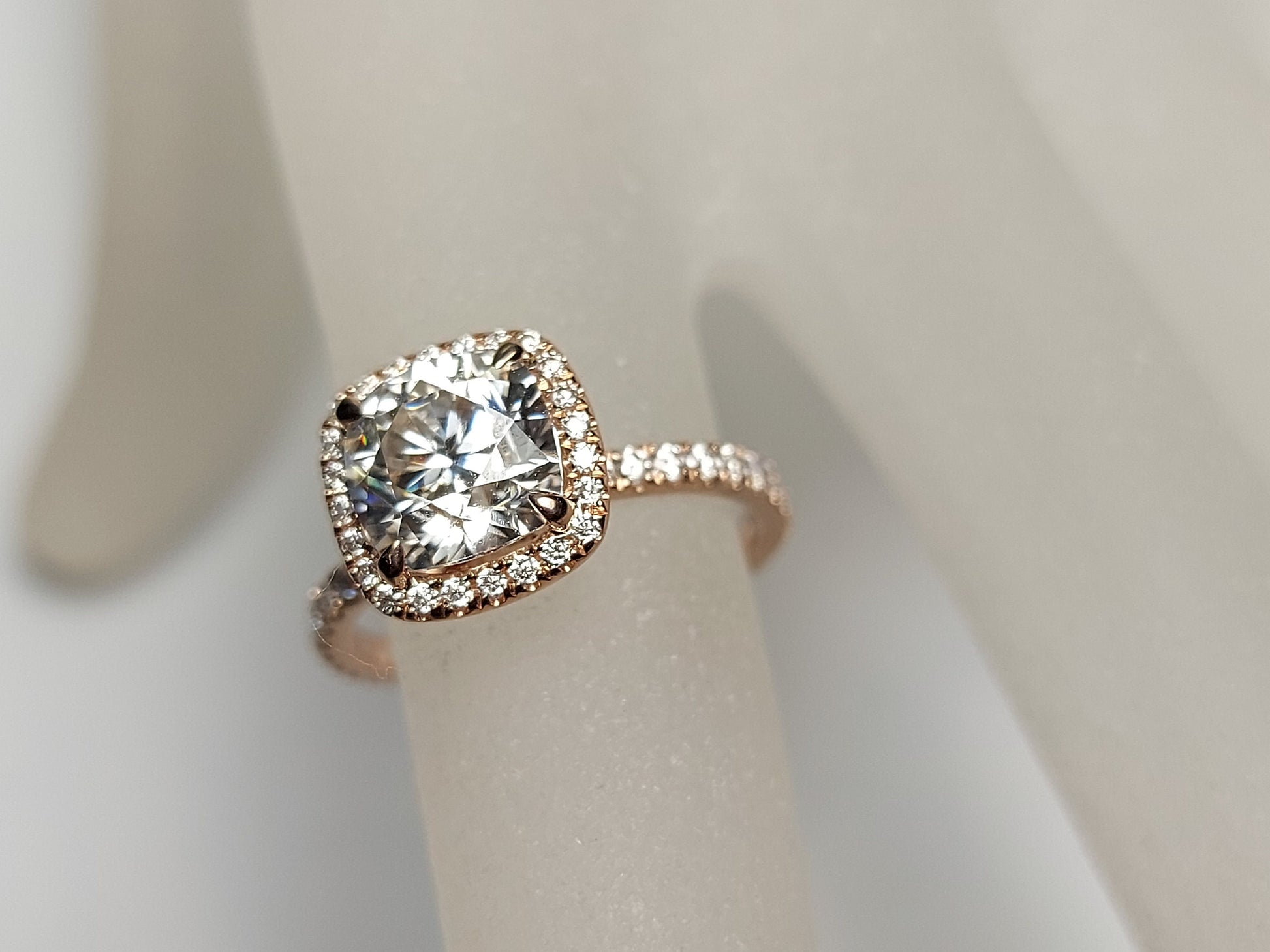 2 Ct Cushion Diamond, Moissanite Halo Engagement Ring