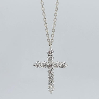 14 Karat Massivgold Moissanit Kreuz Halskette für Frauen, Moissanit Kreuz, Religiöser Schmuck, Anhänger für den christlichen Glauben, Kreuz Geschenk für Frauen
