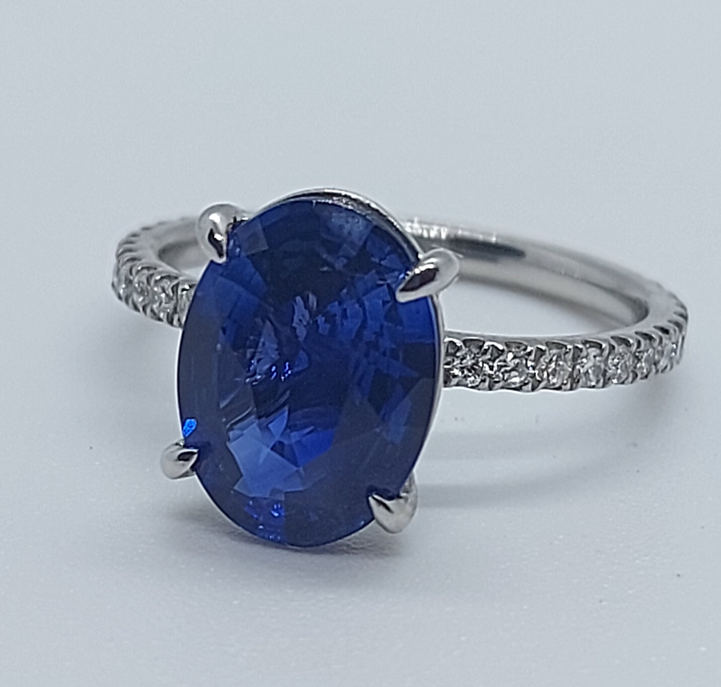 2.8 Ct Oval Blue Diamond, Sapphire Engagement Ring Oval cut 1Ct Natural Sapphire engagement ring in 935 Argentium Silver — custom handcrafted by Forever For Love