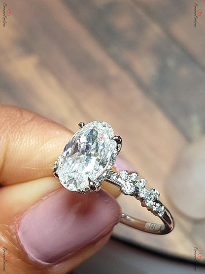 3 Ct Oval Diamond, Moissanite Engagement Ring
