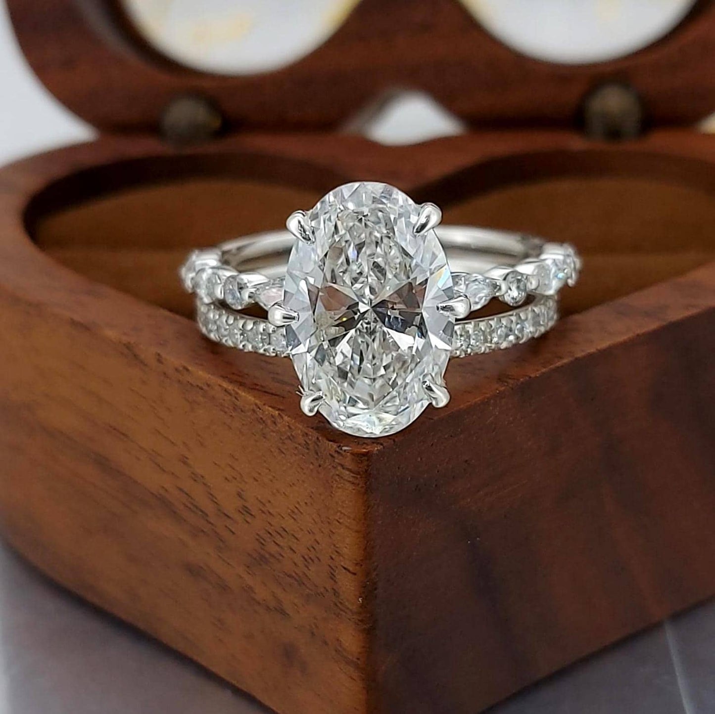 4.8 Ct IGI Certified Oval Lab Diamond Engagement Ring Oval cut Moissanite Brilliant Cut engagement ring in 935 Argentium Silver — custom handcrafted by Forever For Love
