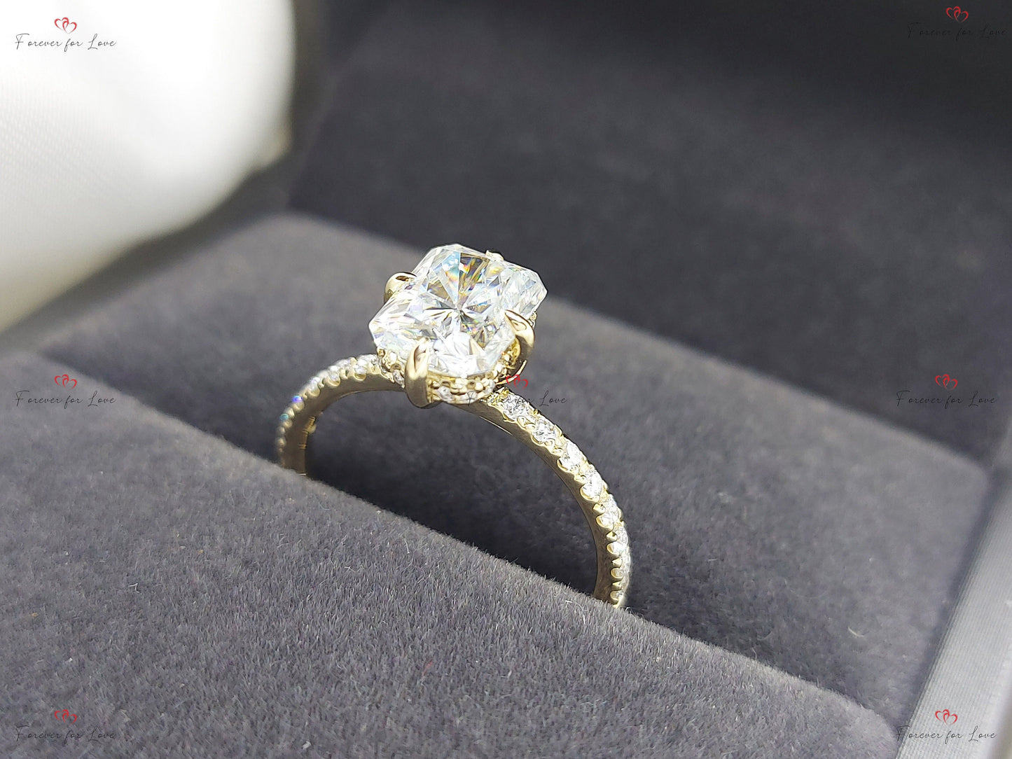 1.5 Ct Radiant Diamond, Moissanite Solitaire Engagement Ring Radiant cut 1Ct Moissanite Brilliant Cut engagement ring in 935 Argentium Silver — custom handcrafted by Forever For Love
