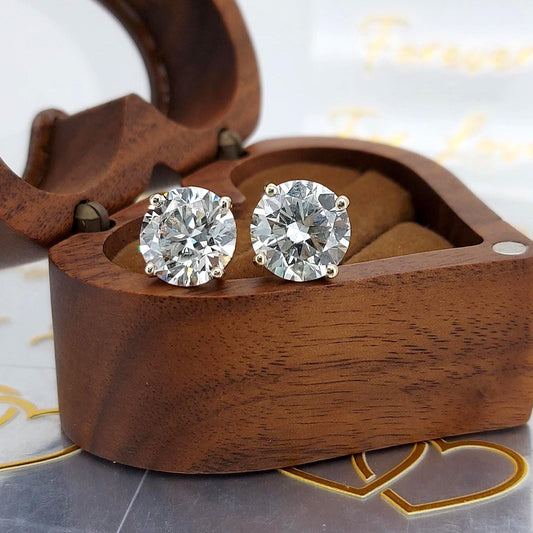 8 carat total weight E color VVS2 Clarity IGI Certified Round Cut Lab Grown Diamond Stud Earrings, 14k white Gold, Perfect Gift for Her.