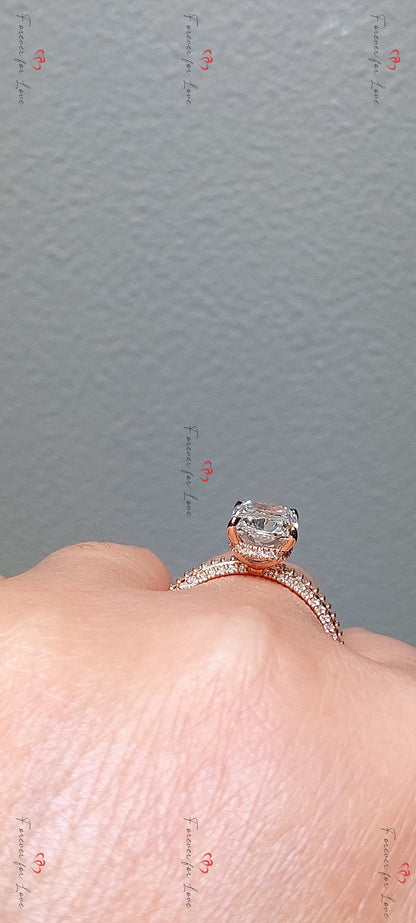 3 Ct IGI Certified Cushion Lab Diamond Hidden Halo Engagement Ring