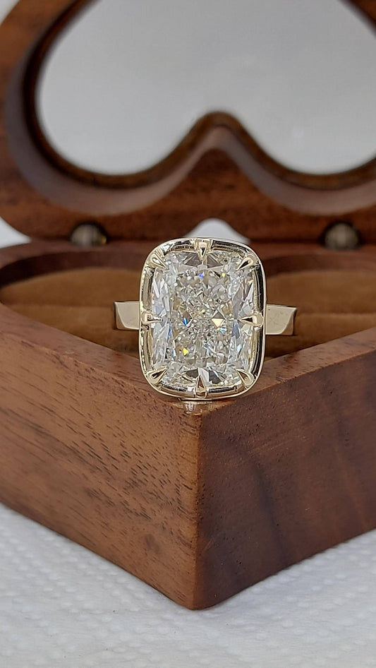 6 Ct IGI Certified Cushion Lab Diamond Engagement Ring