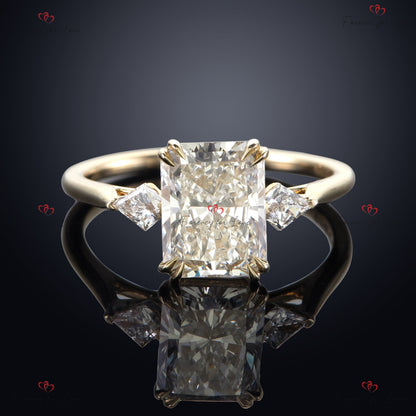 2 Ct IGI Certified Radiant Lab Diamond Three Stone Engagement Ring