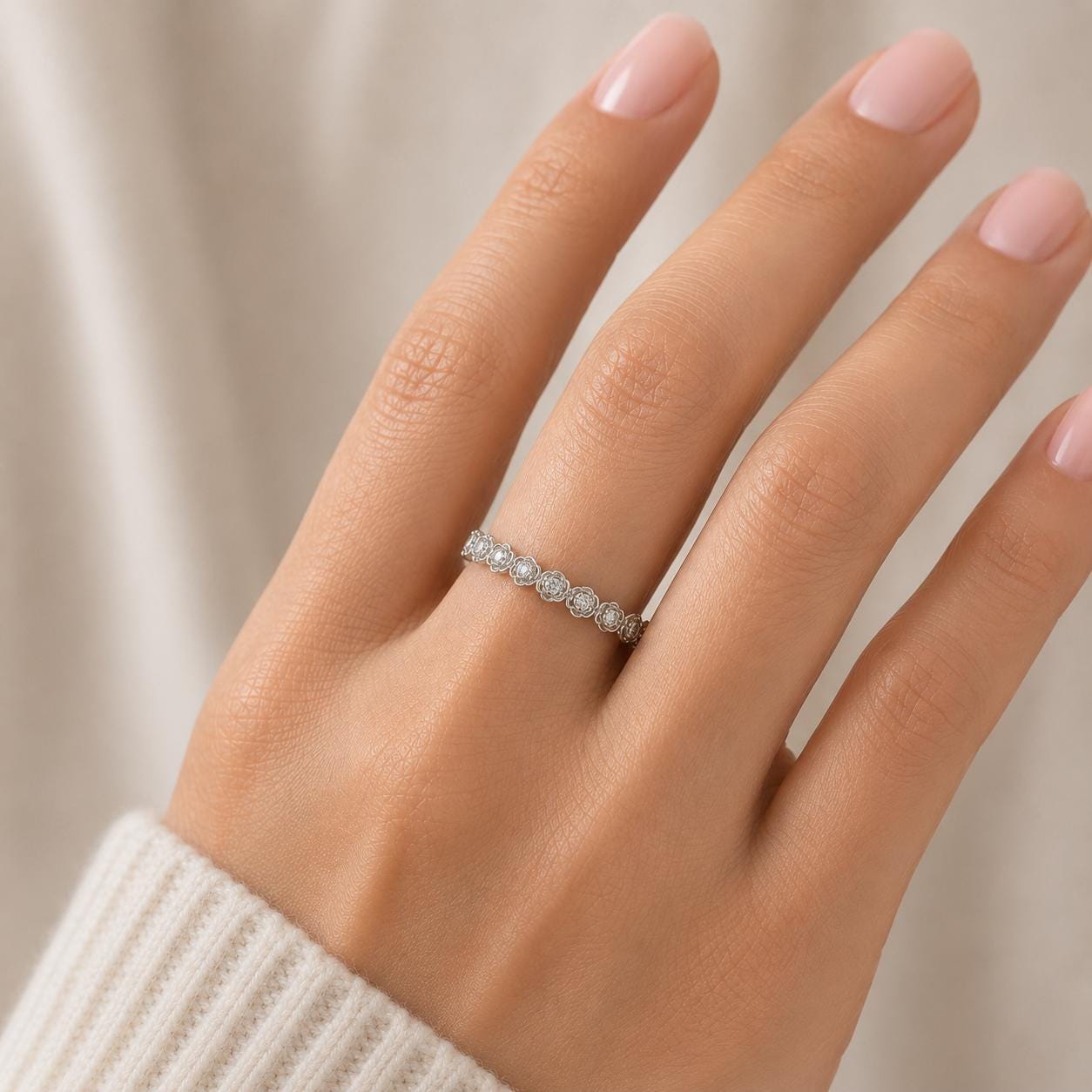 Round Lab Diamond Eternity Band