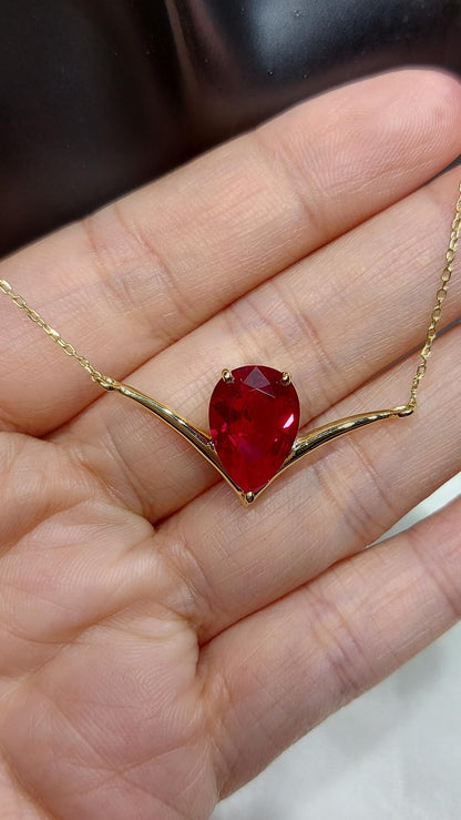 Mangalsutra de perles rubis et noires, Collier chaîne en or, Bijoux perlés faits main, Collier de mariage Véritable collier rubis, cadeau pour elle.