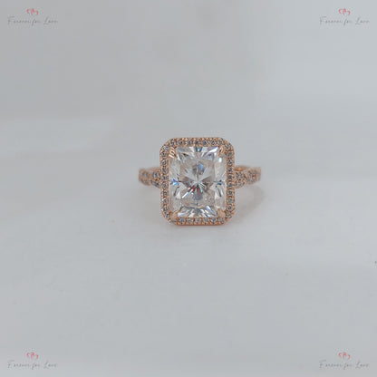 4 Ct Radiant Diamond, Moissanite Engagement Ring