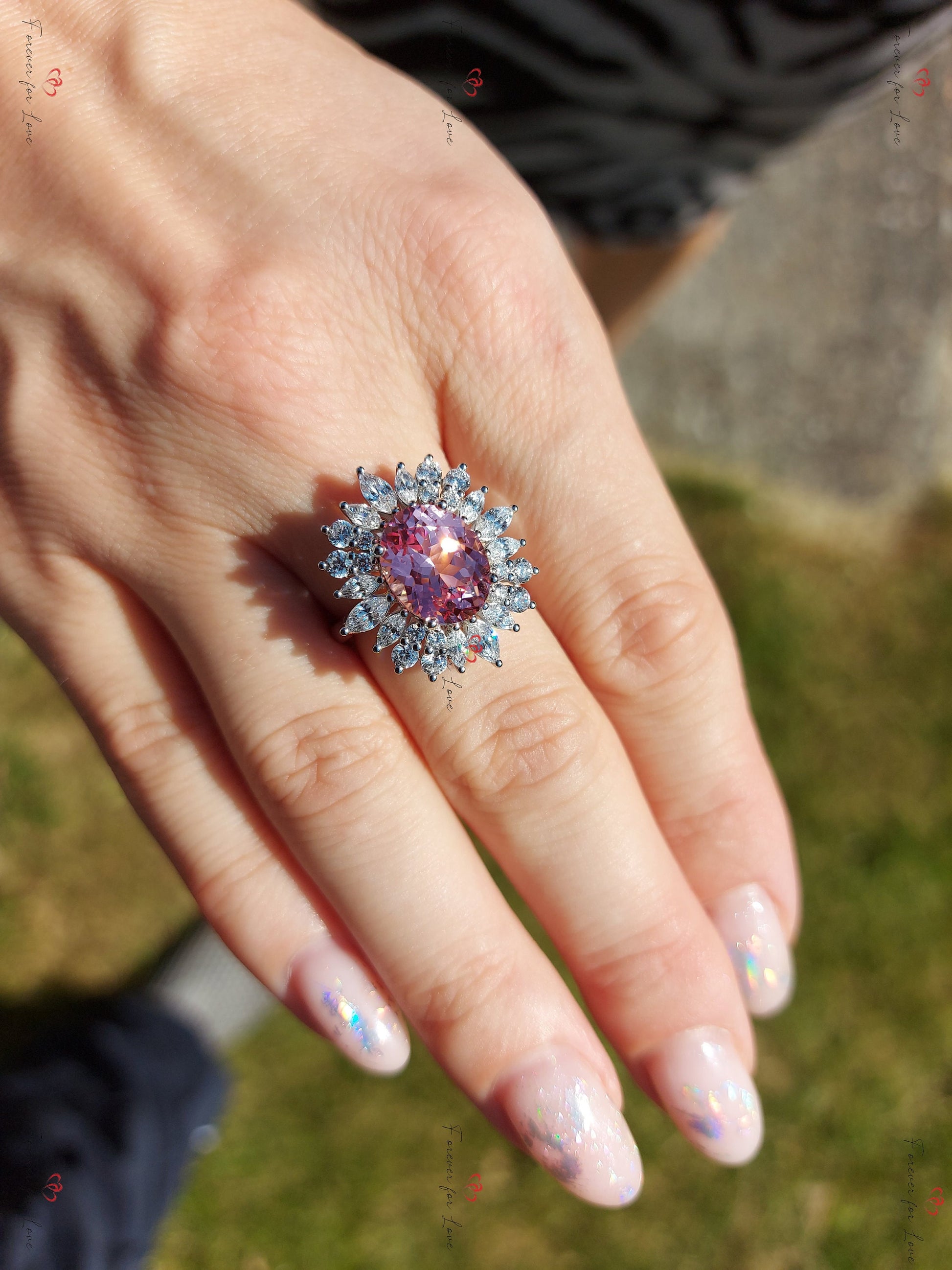 5 Ct Marquise Pink Sapphire Engagement Ring