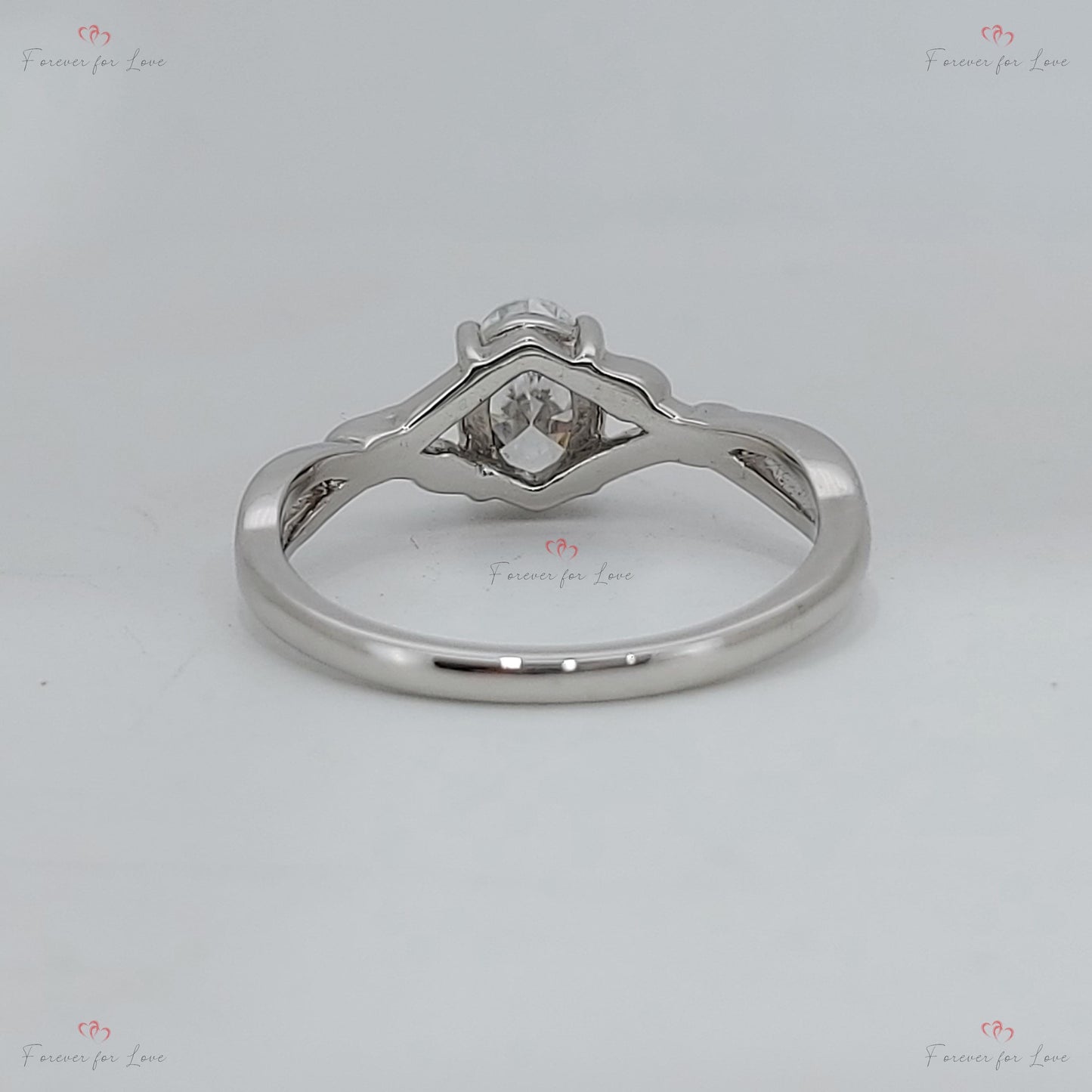 1 Ct IGI Certified Oval Diamond Engagement Ring Oval cut 1Ct Moissanite Brilliant Cut engagement ring in 935 Argentium Silver — custom handcrafted by Forever For Love
