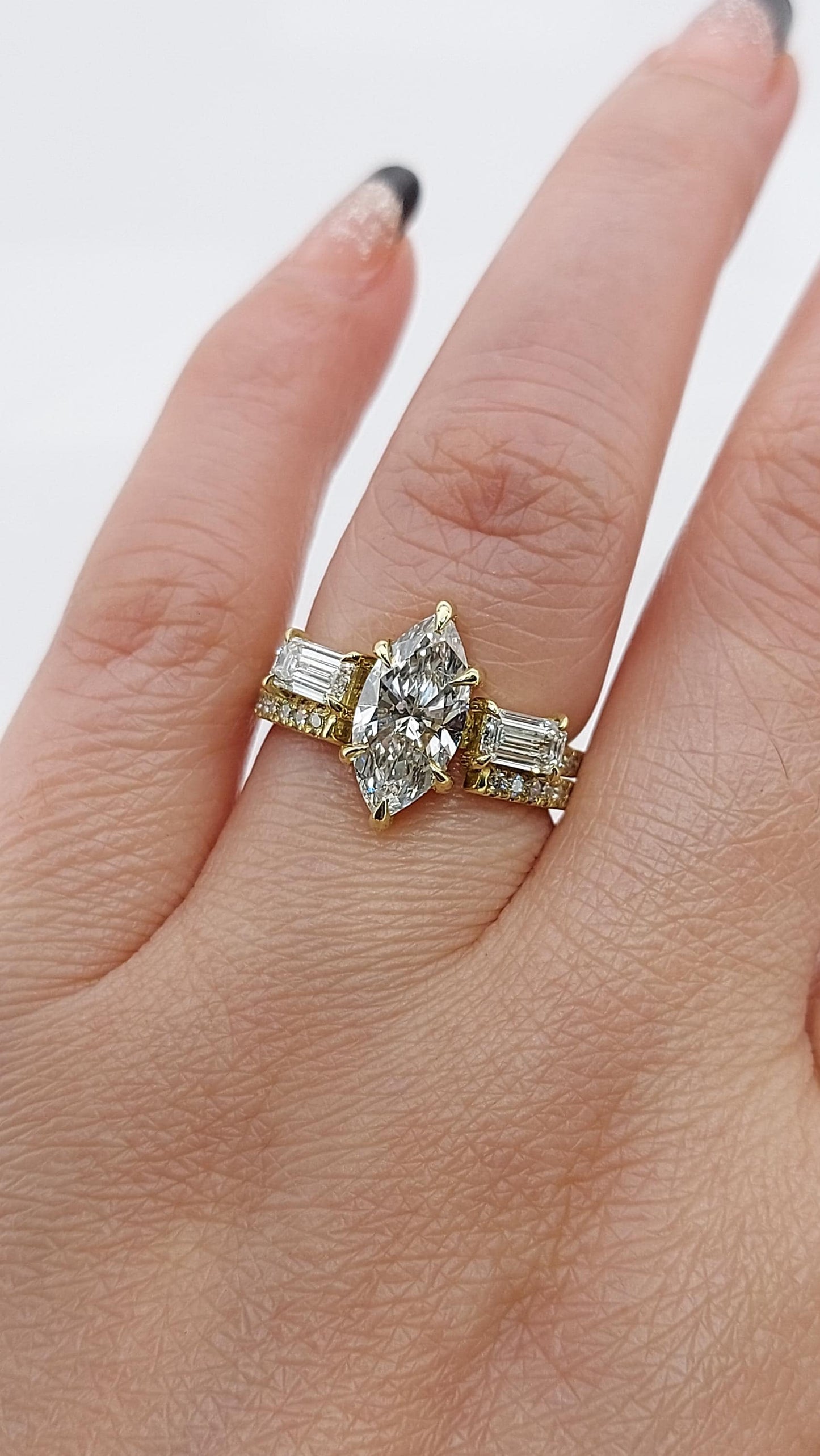 1,5 Karat Marquise Labor-Diamant Zarter Verlobungsring Marquise cut Moissanite engagement ring in 935er Argentium Silber — custom handcrafted by Forever For Love