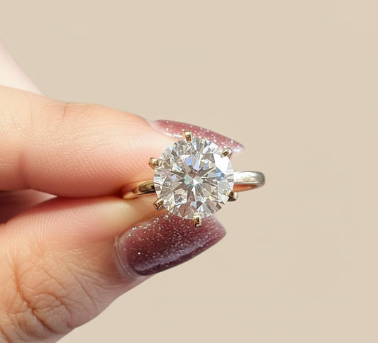 3 Ct Round Lab Diamond Solitaire Engagement Ring