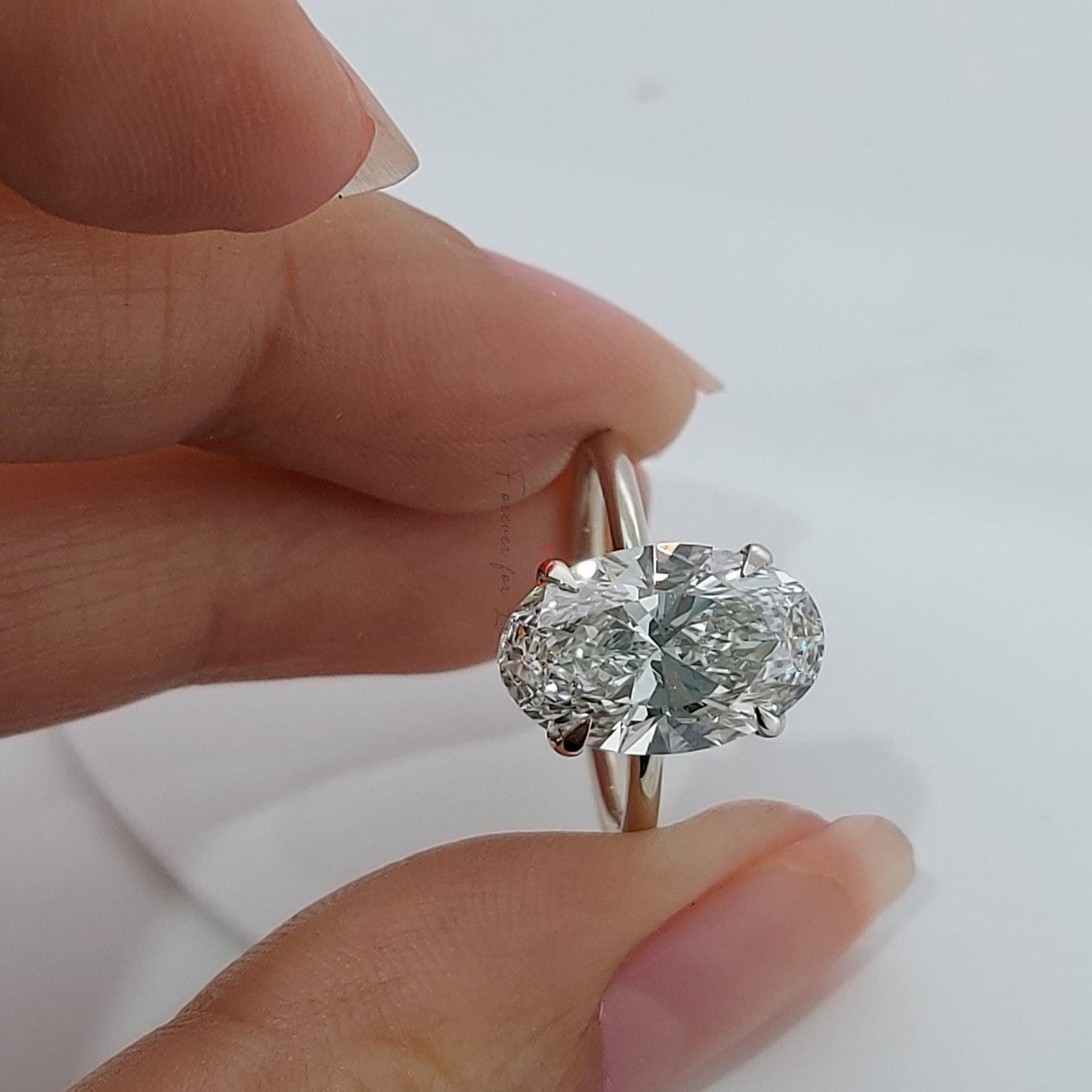 4 Ct IGI Certified Oval Diamond Engagement Ring Oval cut 1Ct Moissanite Brilliant Cut engagement ring in 935 Argentium Silver — custom handcrafted by Forever For Love