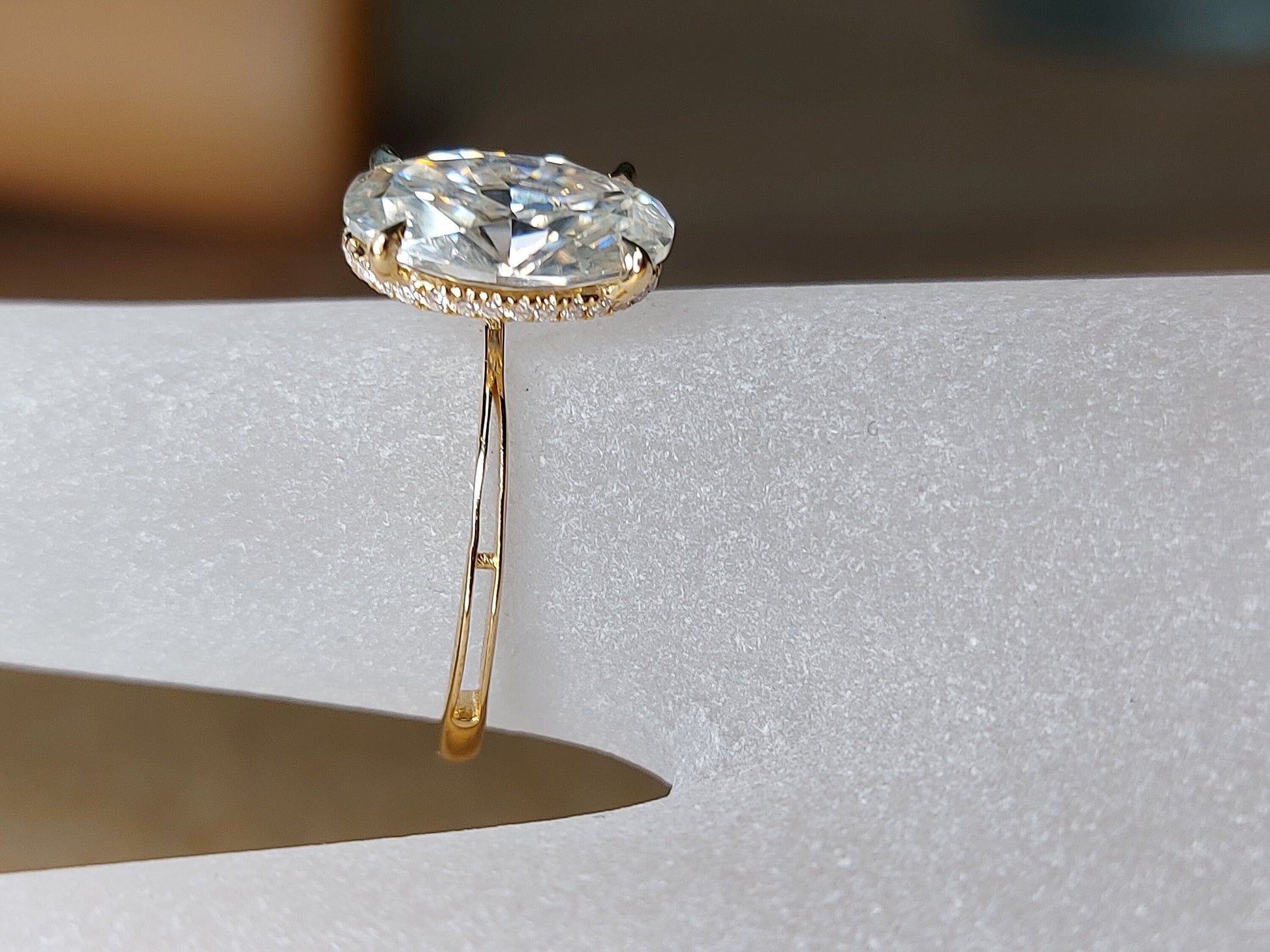 3 Ct Oval Diamond, Moissanite Halo Engagement Ring