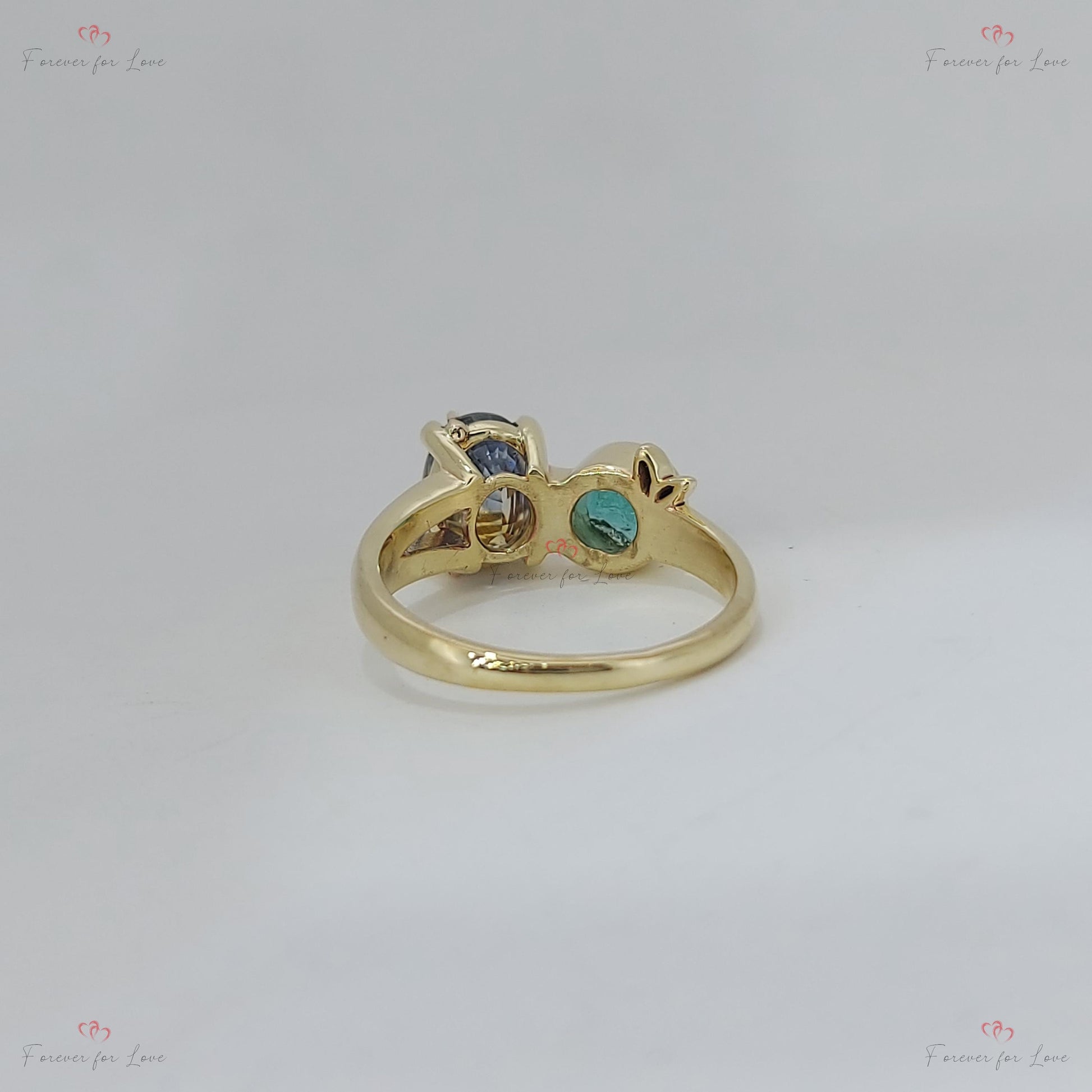 Bicolor Sapphire and Emerald cut Toi Moi Yellow gold Engagement ring, Oval Cut vine Promise Ring, Anniversary Ring, 2Ct Oval Sapphire Ring