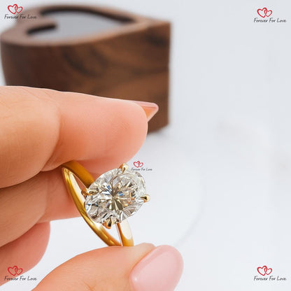 2.5 Ct Oval Lab Diamond Solitaire Engagement Ring