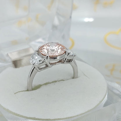 4 Ct IGI Certified Round Lab Diamond Three Stone Engagement Ring