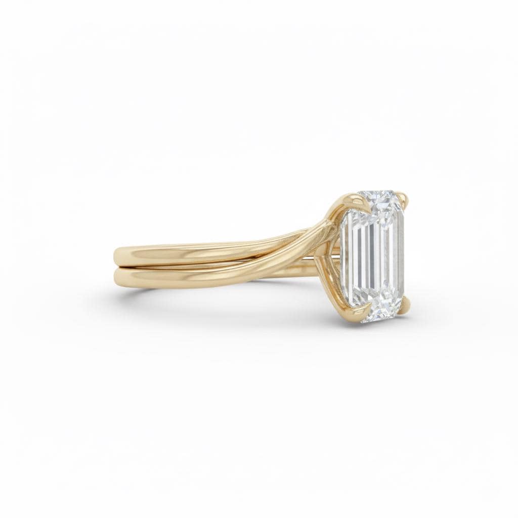 2 Ct IGI Certified Emerald Lab Diamond Engagement Ring Emerald cut 1Ct Moissanite Brilliant Cut engagement ring in 935 Argentium Silver — custom handcrafted by Forever For Love