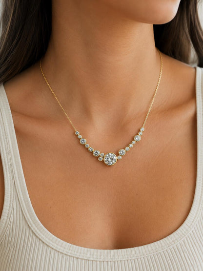 14K Massives Gold Rundhalskette für die Hochzeit, Labordiamant Rundhalskette, Einzigartiges Design, Kabelkettenhalskette, Perfektes Jubiläumsgeschenk.