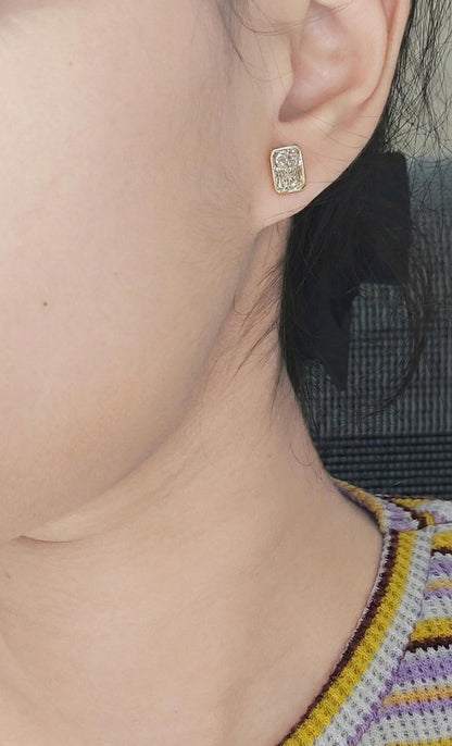4 Carat Radiant Cut Bezel Setting Lab Grown Diamond Stud Earrings: 14K Yellow Gold, Perfect Gift for Her.