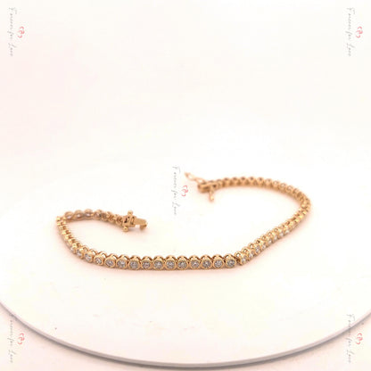 Diamant Tennis Armband Lünette 14K Weißgold rundes Tennis Armband, Labor gezüchtetes Armband, wunderschönes Weißes Diamant Armband, rundes Armband.