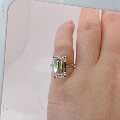 5 Ct Emerald Diamond, Moissanite, Emerald Solitaire Engagement Ring