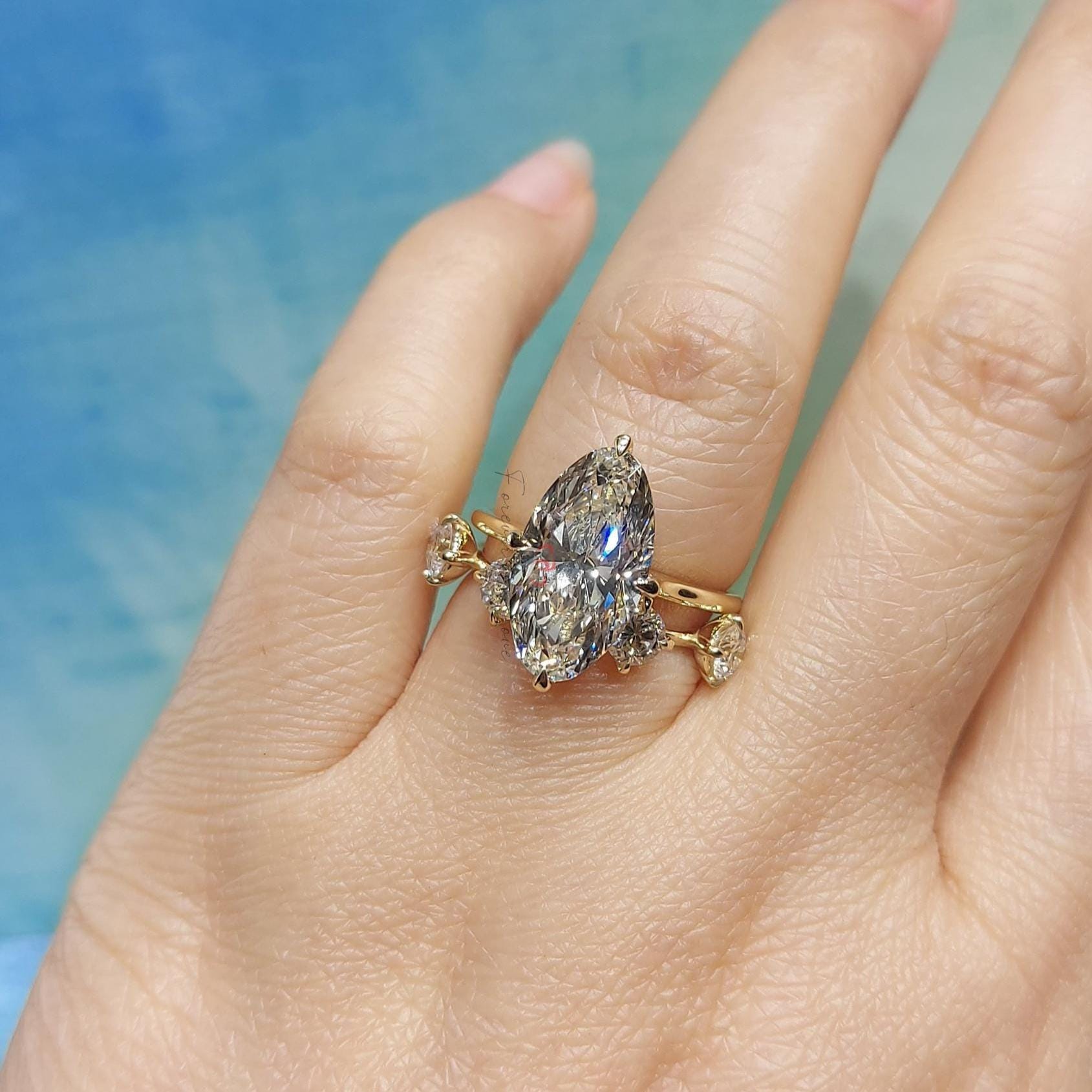 4 Carat Oval Cut Lab Grown Diamond Engagement Ring Bridal Set, E, VVS2 Diamond Ring for Women Anniversary Gift Diamond Ring, sold as set.