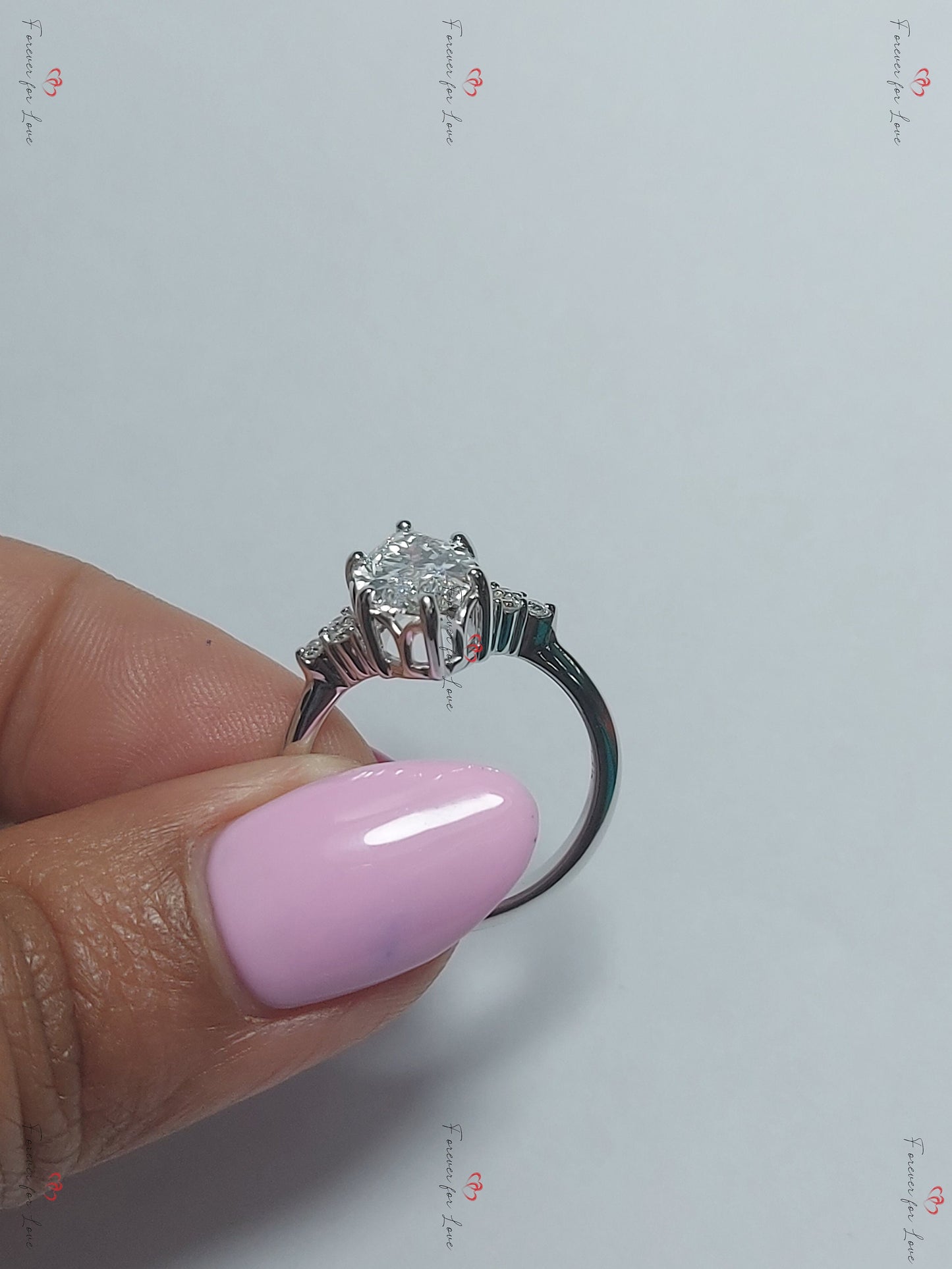 2 Ct IGI Certified Marquise Lab Diamond Engagement Ring Marquise cut 1Ct Moissanite Brilliant Cut engagement ring in 935 Argentium Silver — custom handcrafted by Forever For Love