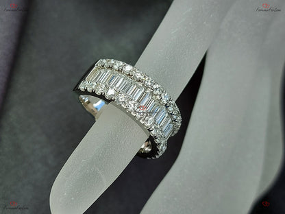 3.5Ct Emerald Cut Eternity Band, Baguette Wedding Band, Moissanite Engagement Ring, Full Eternity Band, Solid 14K White Gold, Statement Ring