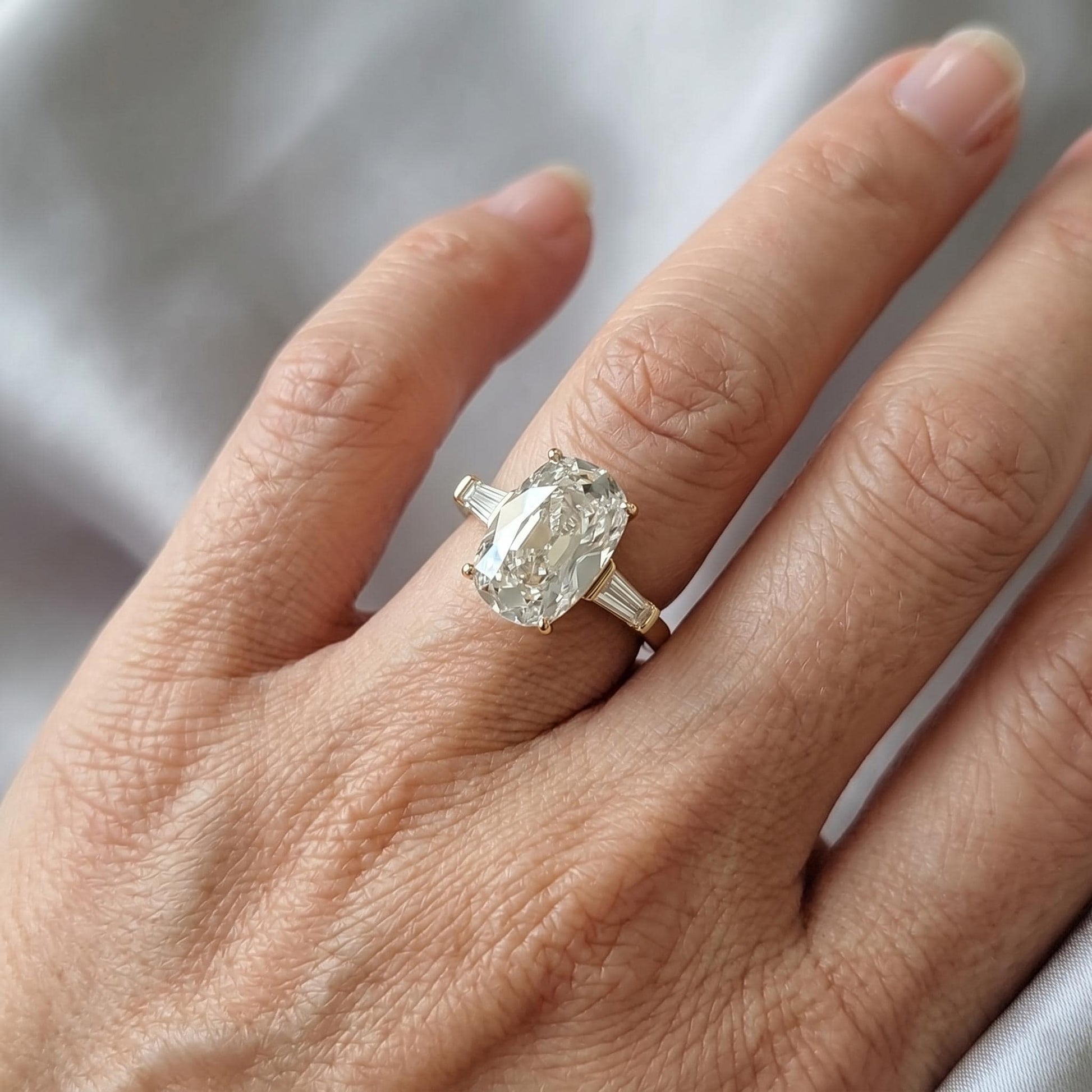 4.4 Ct IGI Certified Baguette Lab Diamond Engagement Ring
