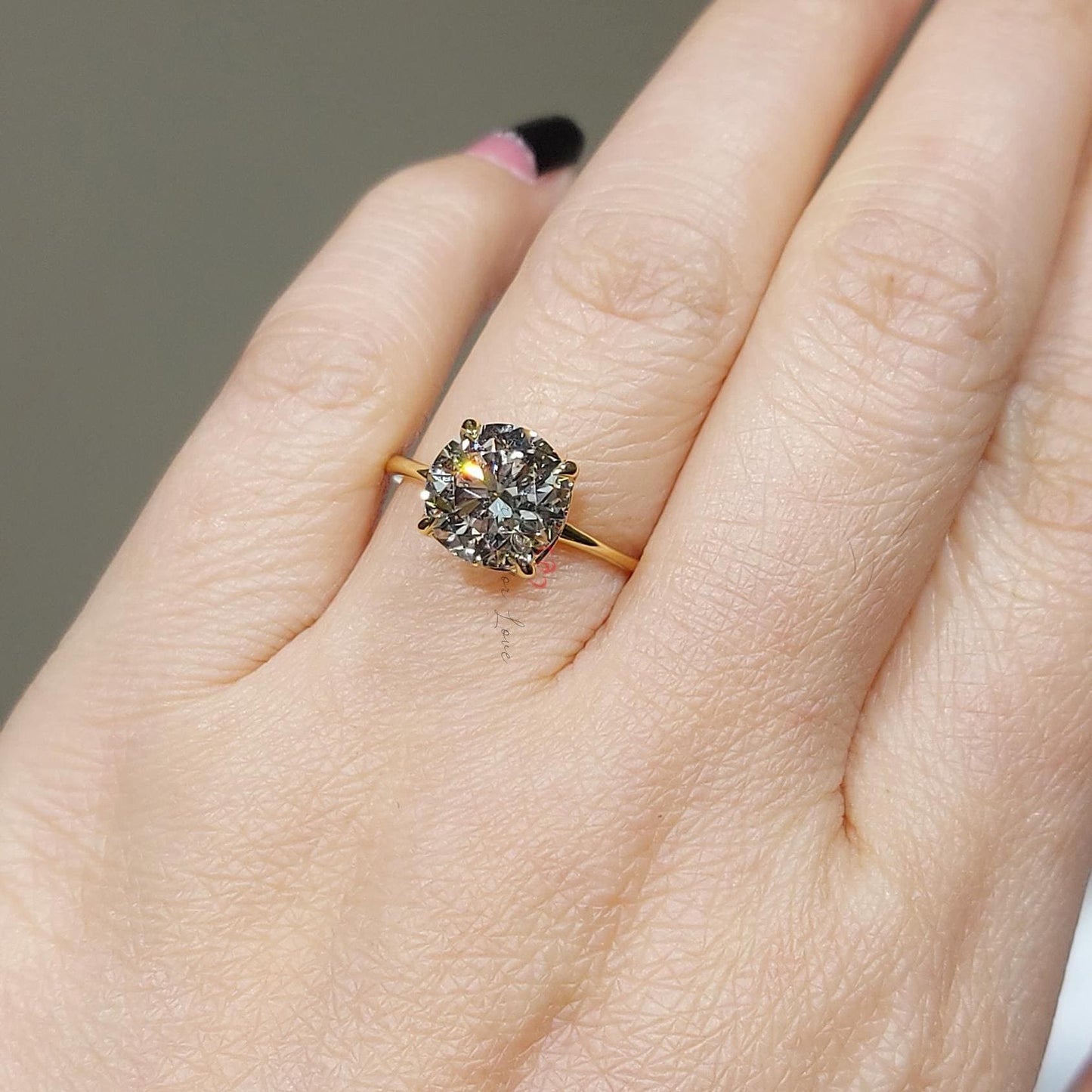 3 Karat D VVS2 Runder Labor-Diamant Premium Solitärring Round cut Moissanite engagement ring in 935 Argentium Silber — custom handcrafted by Forever For Love