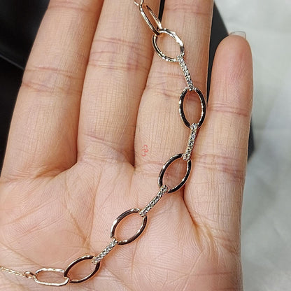 14k Massivgold Paperclip-Ketten Halskette, Echte Diamant-Pavé Halskette/ Diamant-Ketten Halskette, zierliche Goldkette, Jubiläumsgeschenk.