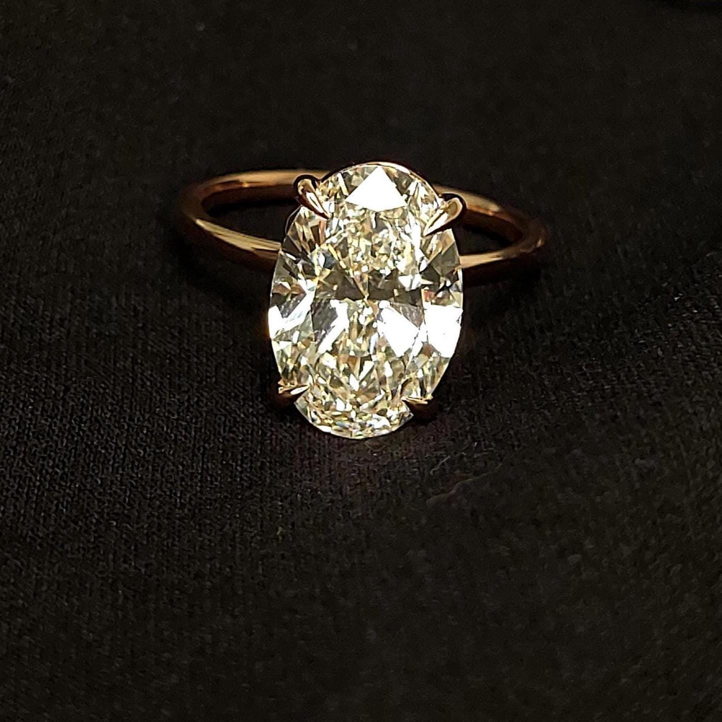 4 Ct Oval E, VVS2 Solitaire Ring, IGI Certified Oval Diamond Engagement ring 14K Yellow Gold Ring, Lab Grown Diamond Promise Ring. Oval cut 1Ct Moissanite Brilliant Cut engagement ring in 935 Argentium Silver — custom handcrafted by Forever For Love