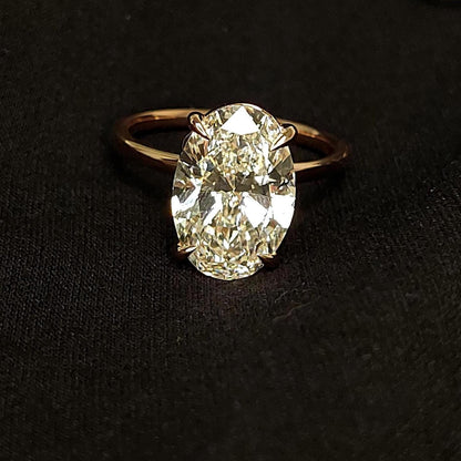 4 Ct Oval E, VVS2 Solitaire Ring, IGI Certified Oval Diamond Engagement ring 14K Yellow Gold Ring, Lab Grown Diamond Promise Ring.