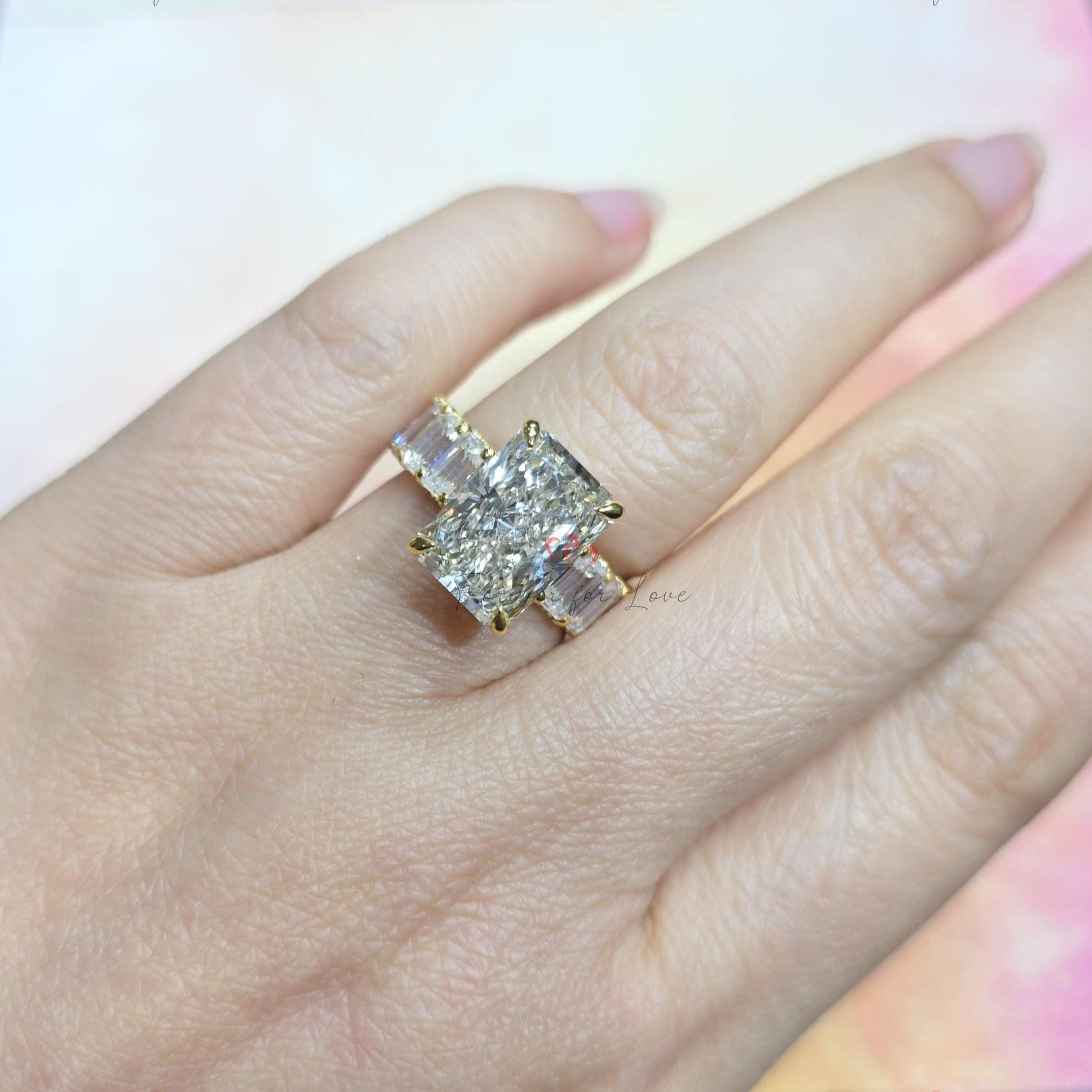 5 Ct Radiant Lab Diamond Solitaire Engagement Ring