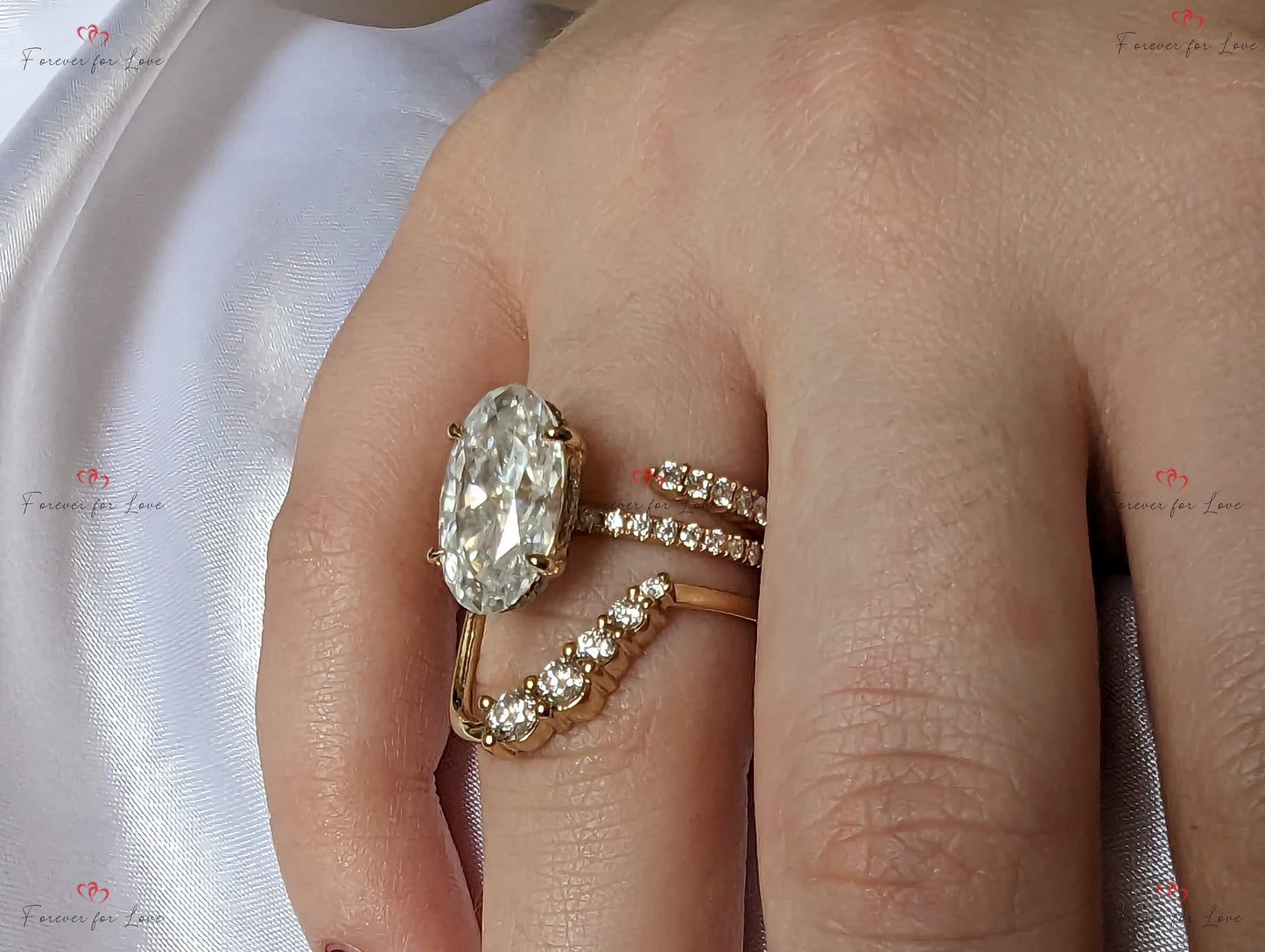 6 Ct Oval Solitaire Engagement Ring Oval cut Moissanite Brilliant Cut engagement ring in 935 Argentium Silver — custom handcrafted by Forever For Love