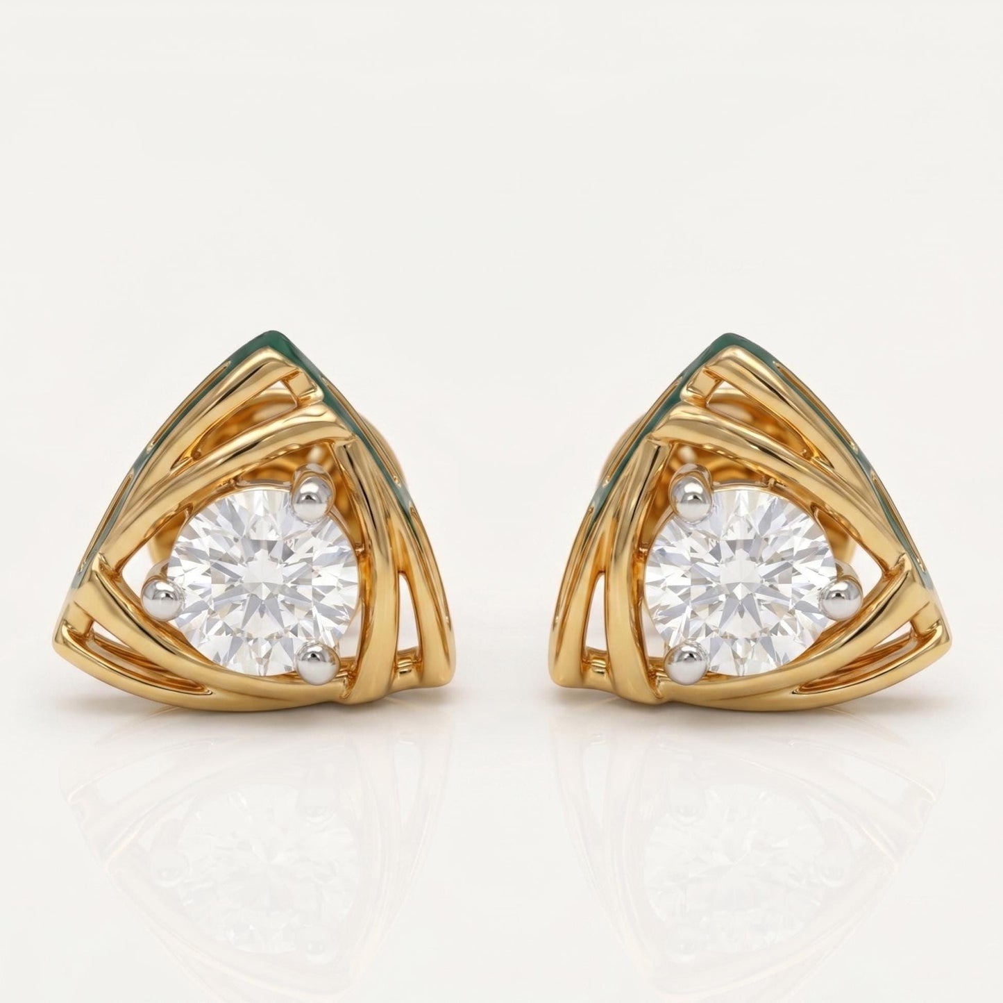14k Lab Grown Diamant Dreieck Ohrstecker, Minimalistische Gold Geometrische Ohrstecker, Runde Lab Grown Diamant Ohrringe, Zarter Alltagsschmuck Moissanite engagement ring in Gold or Platinum — custom handcrafted by Forever For Love