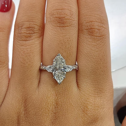 IGI Certified Marquise Lab Diamond Engagement Ring
