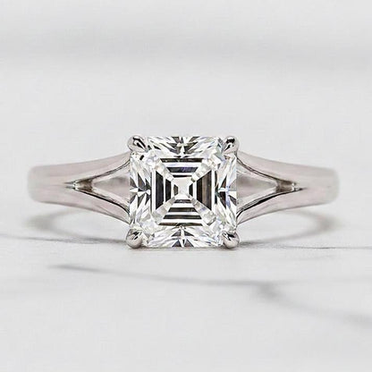 2 Ct IGI Certified Asscher Lab Diamond Solitaire Engagement Ring