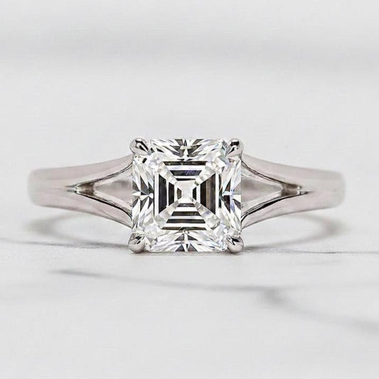 2 Ct IGI Certified Asscher Lab Diamond Solitaire Engagement Ring
