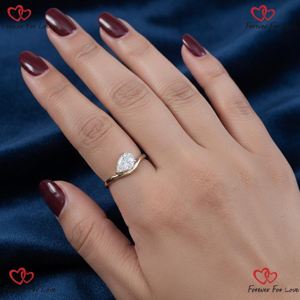 1.00 Ct IGI Certified Pear Lab Diamond Solitaire Ring
