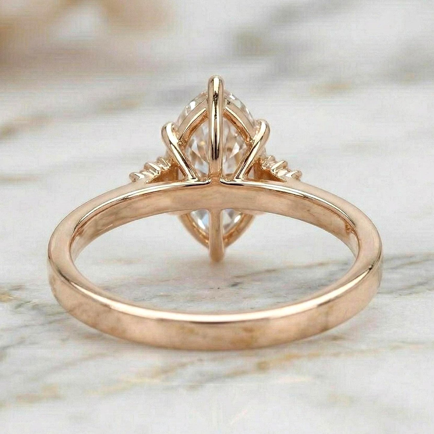 1 Ct Marquise Lab Diamond Engagement Ring Marquise cut 1.00 ct Moissanite engagement ring in Gold or Platinum — custom handcrafted by Forever For Love