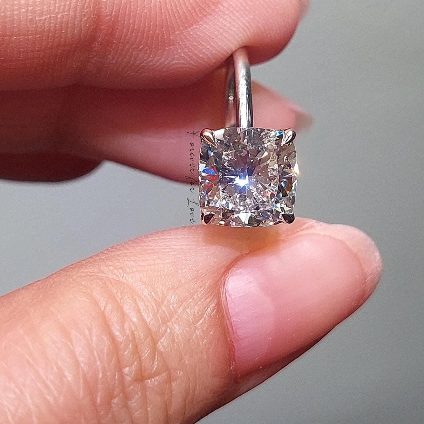 3 Ct IGI Certified Cushion Lab Diamond Hidden Halo Engagement Ring