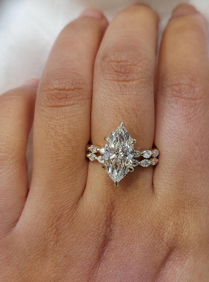 3 Ct IGI Certified Marquise Lab Diamond Engagement Ring